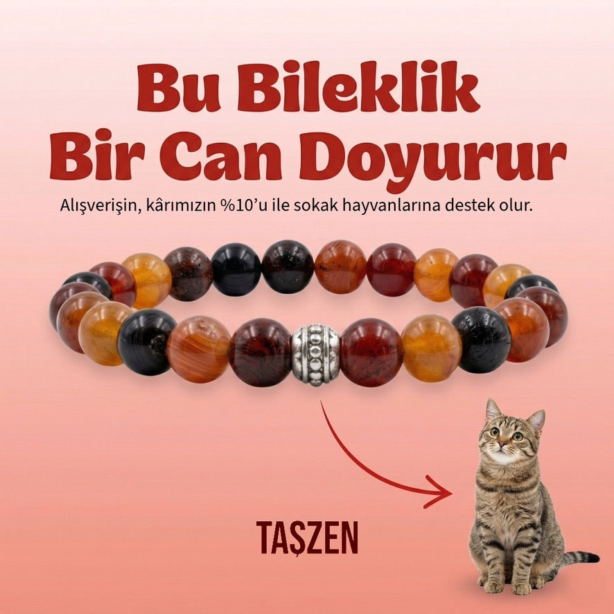Turuncu Akik Doğal Taş Bileklik