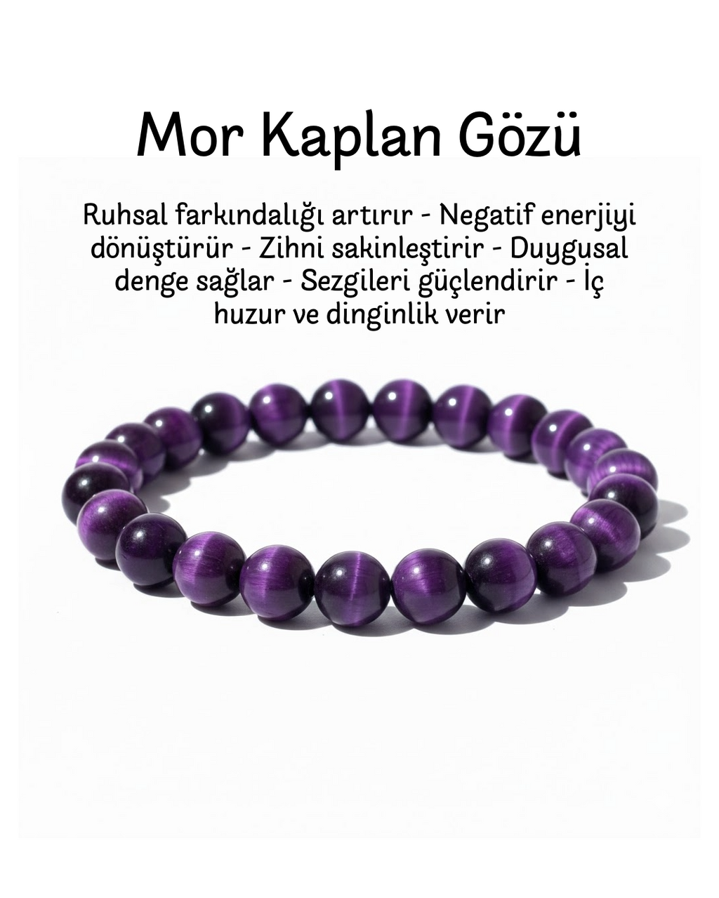 Mor kaplan gozu doğal taş bileklik –  sakinleştirici ve zarif tasarım