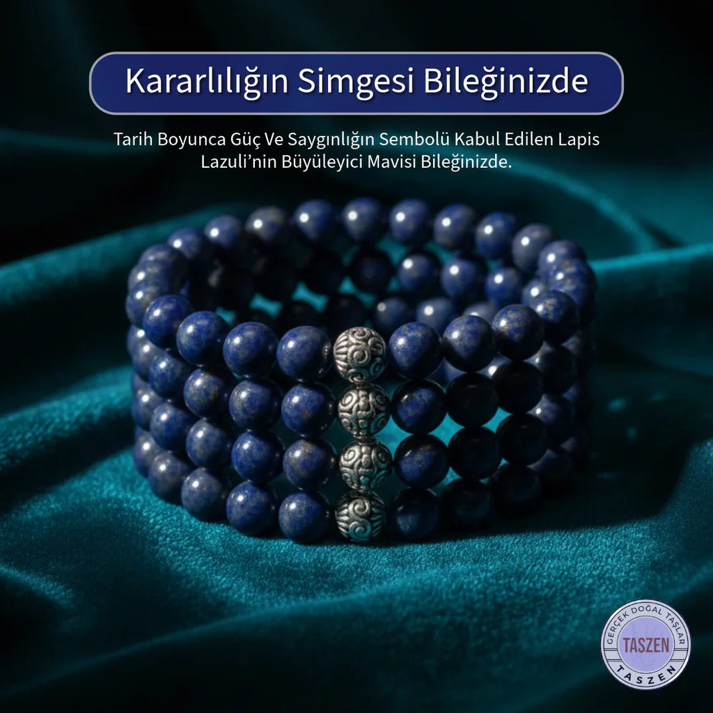 Lapis lazuli doğal taş bileklik – koyu mavi altın damarlı el yapımı bileklik