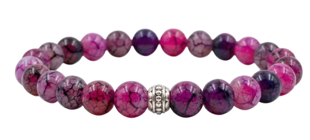 Pembe akik doğal taş bileklik – el yapımı pembe agate bileklik