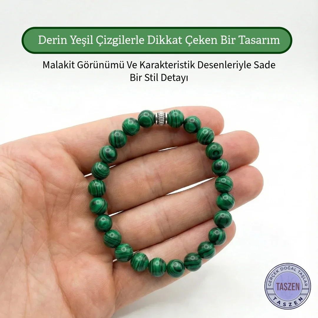 Malakit set yakın çekim – doğal taş detayı