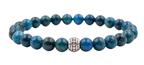 Mavi tonlu apatit doğal taşlardan yapılmış el yapımı bileklik