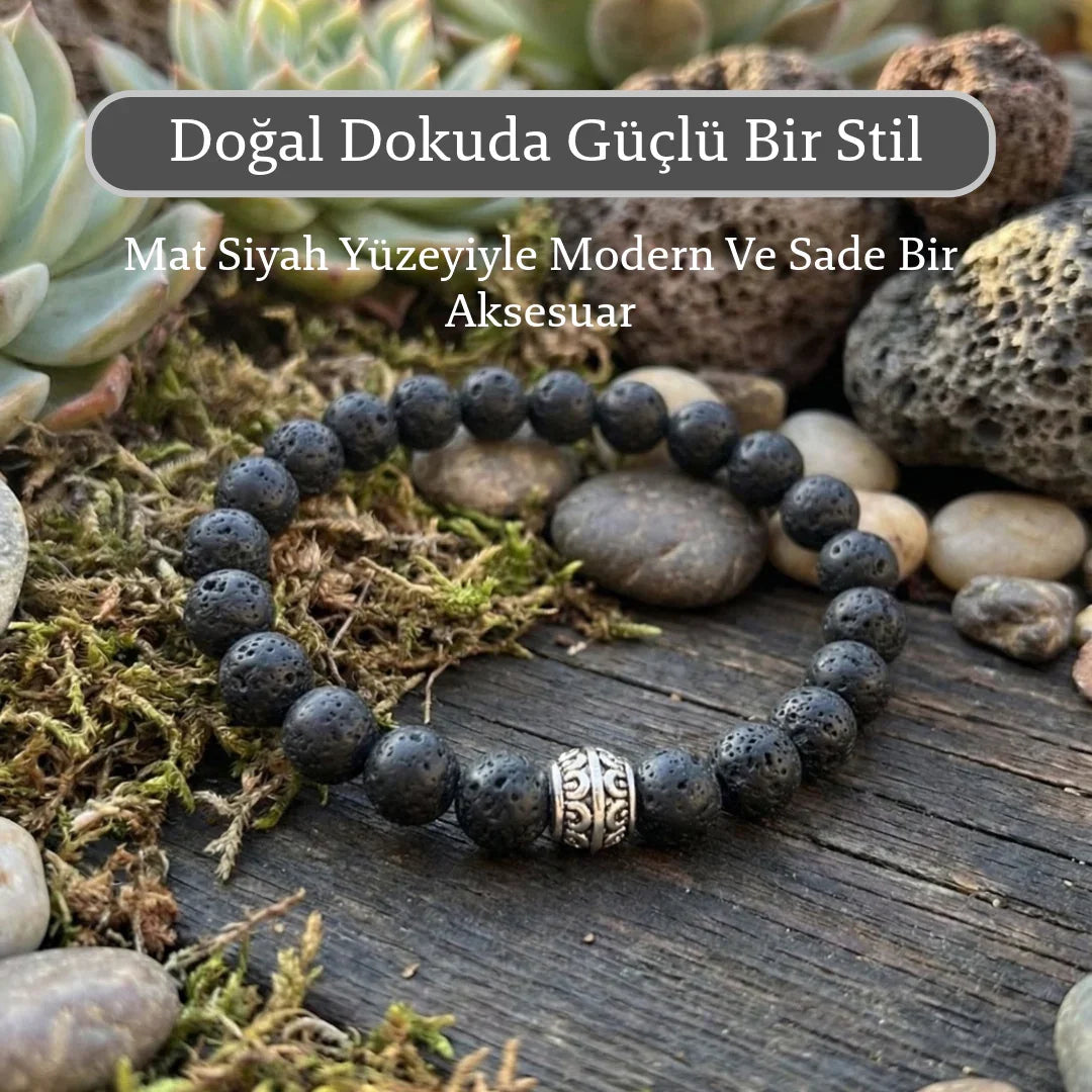Doğal Lav Taşı Bileklik – Erkek & Kadın