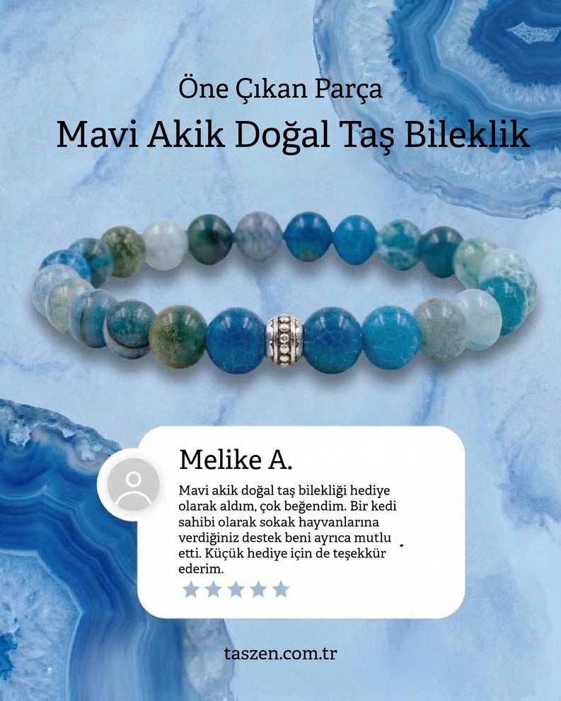 Mavi Akik Doğal Taş Bileklikleri