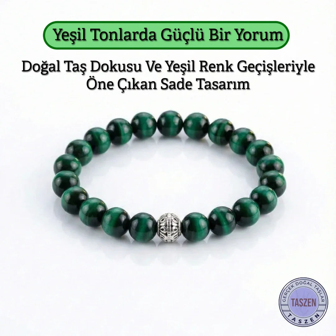 Yeşil Kaplan Gözü Doğal Taş Bileklik