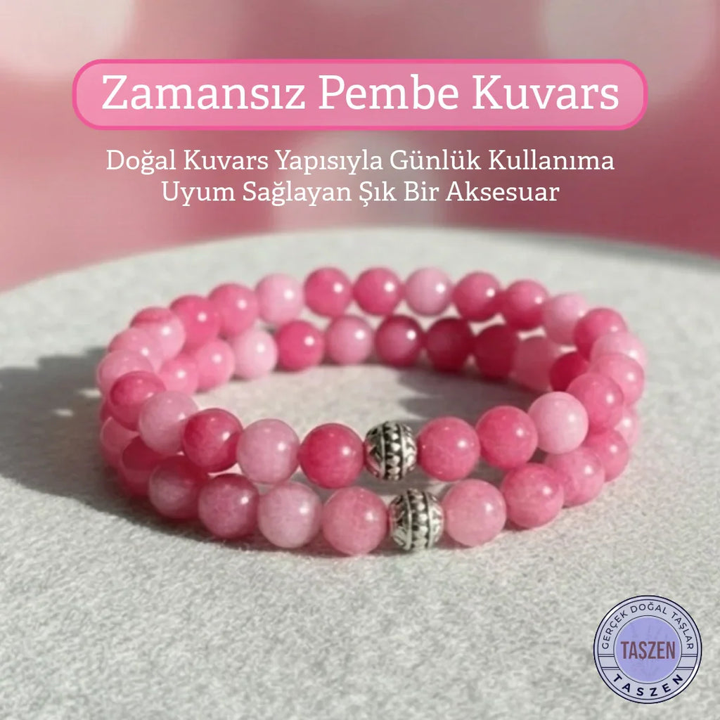 Koyu pembe doğal taş bileklik ürün görseli