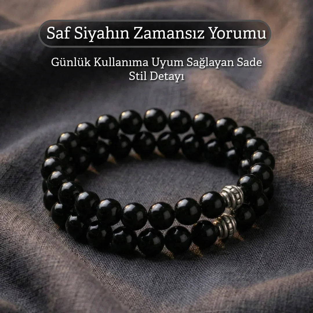 Siyah Oniks Doğal Taş Bileklikleri