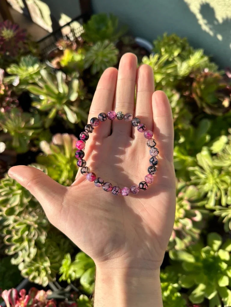 Pembe akik doğal taş bileklik – el yapımı pembe agate bileklik