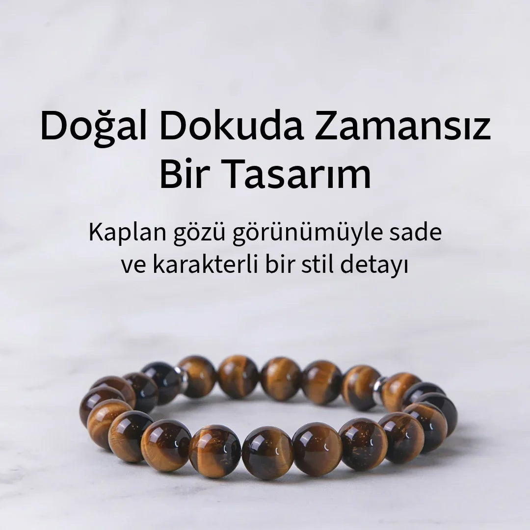 Kaplan gözü bileklik yakın çekim – doğal taş detayı