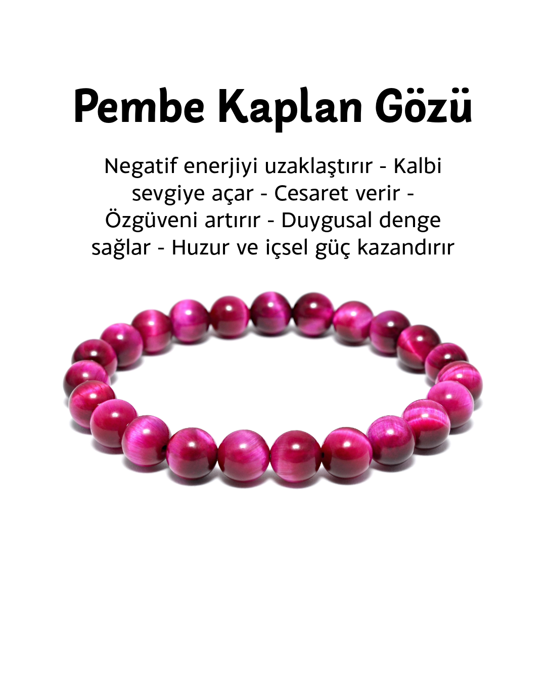 Pembe doğal taş bileklik – sevgi ve huzur enerjisi taşıyan zarif tasarım