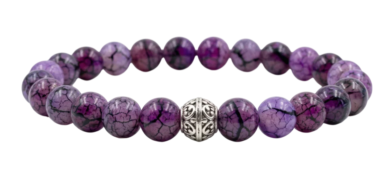 Mor akik doğal taş bileklik – el yapımı mor agate bileklik