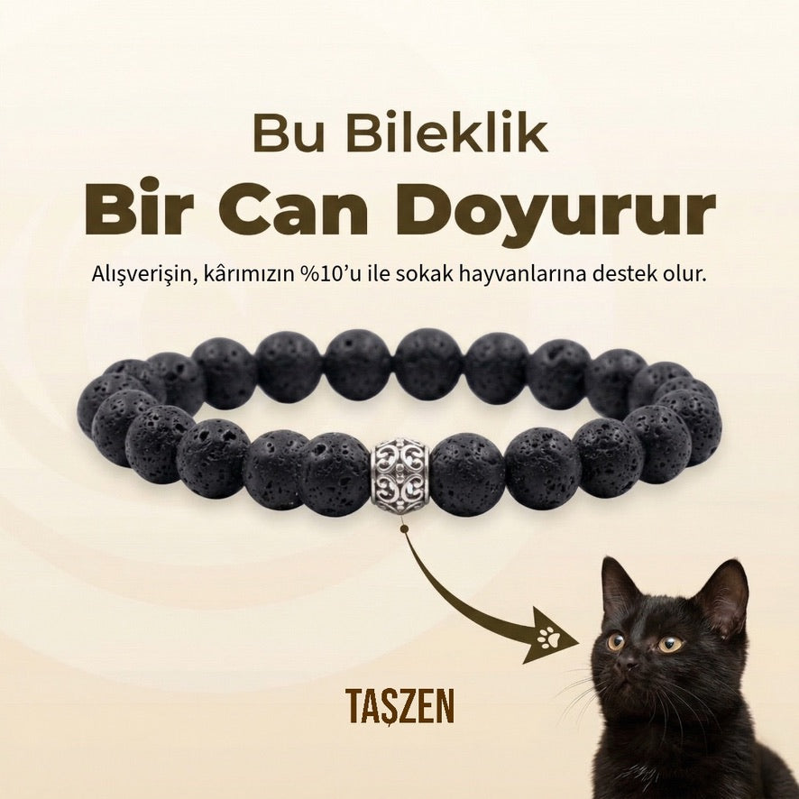 Doğal Lav Taşı Bileklik – Erkek & Kadın
