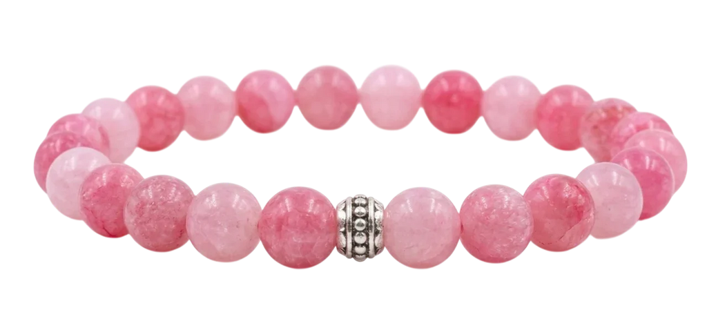 Koyu pembe doğal taş bileklik – el yapımı fuşya renkli bileklik