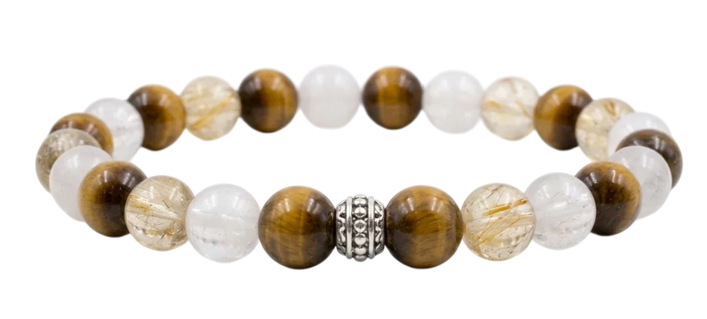 Sitrin ve kaplan gözü doğal taş bileklik – sarı sitrin tiger eye kombinasyonu