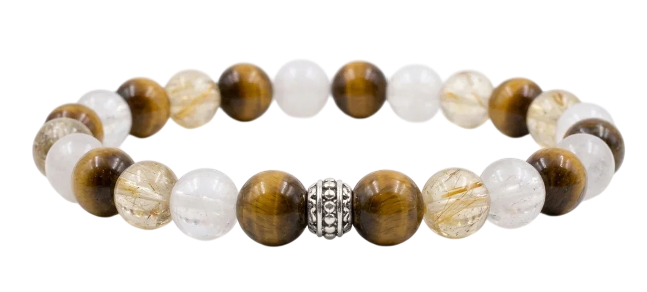 Sitrin ve kaplan gözü doğal taş bileklik – sarı sitrin tiger eye kombinasyonu