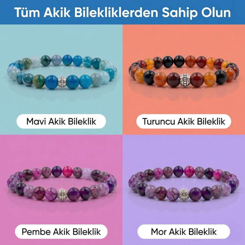 Mavi Akik Doğal Taş Bileklikleri