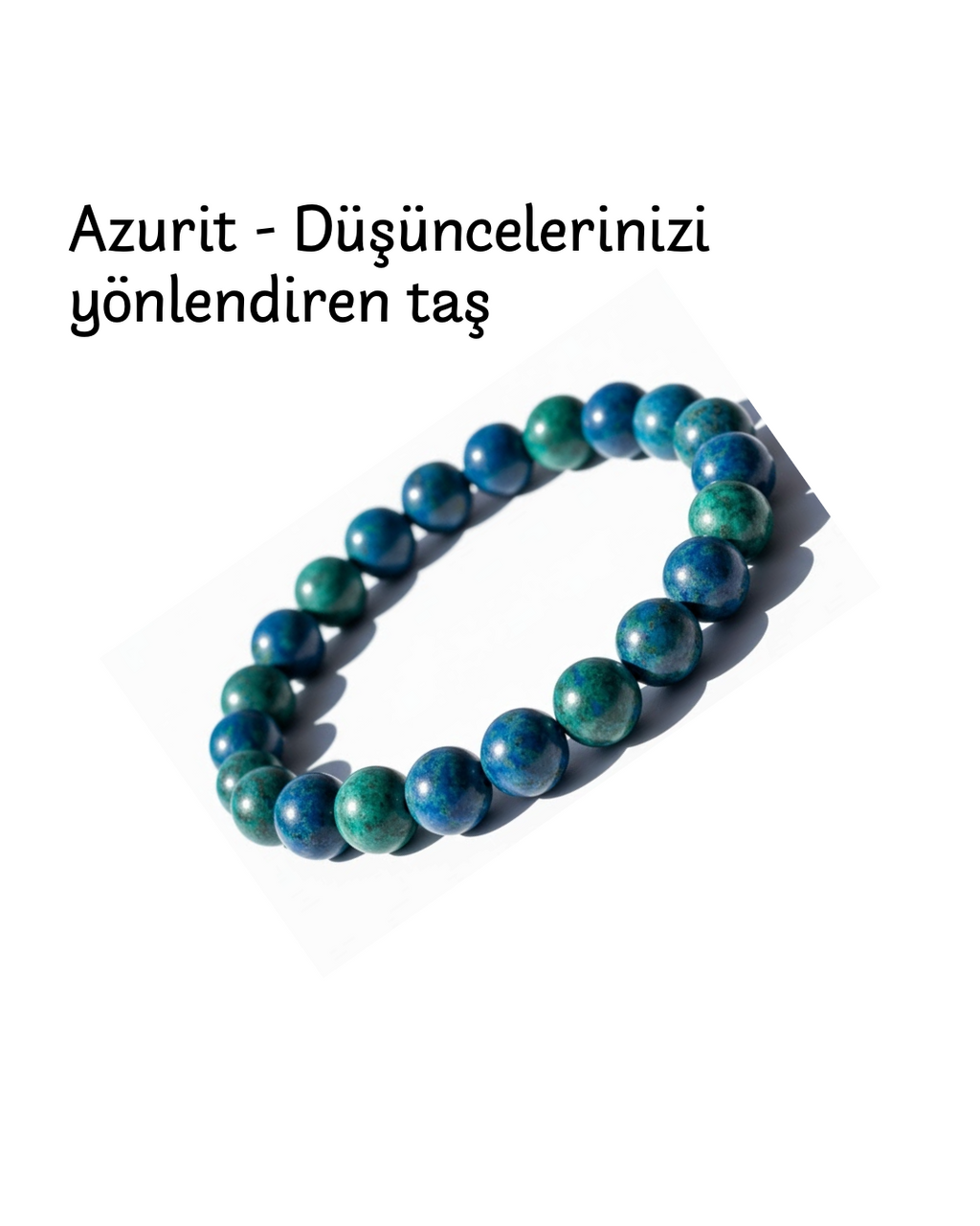 Zihninizi açın ve sezgilerinizi güçlendirin. Azurit taşının derin enerjisiyle karar verme süreçlerinizi hızlandırın ve içgörünüzü artırın. Usta işi, %100 doğal taş bileklik.