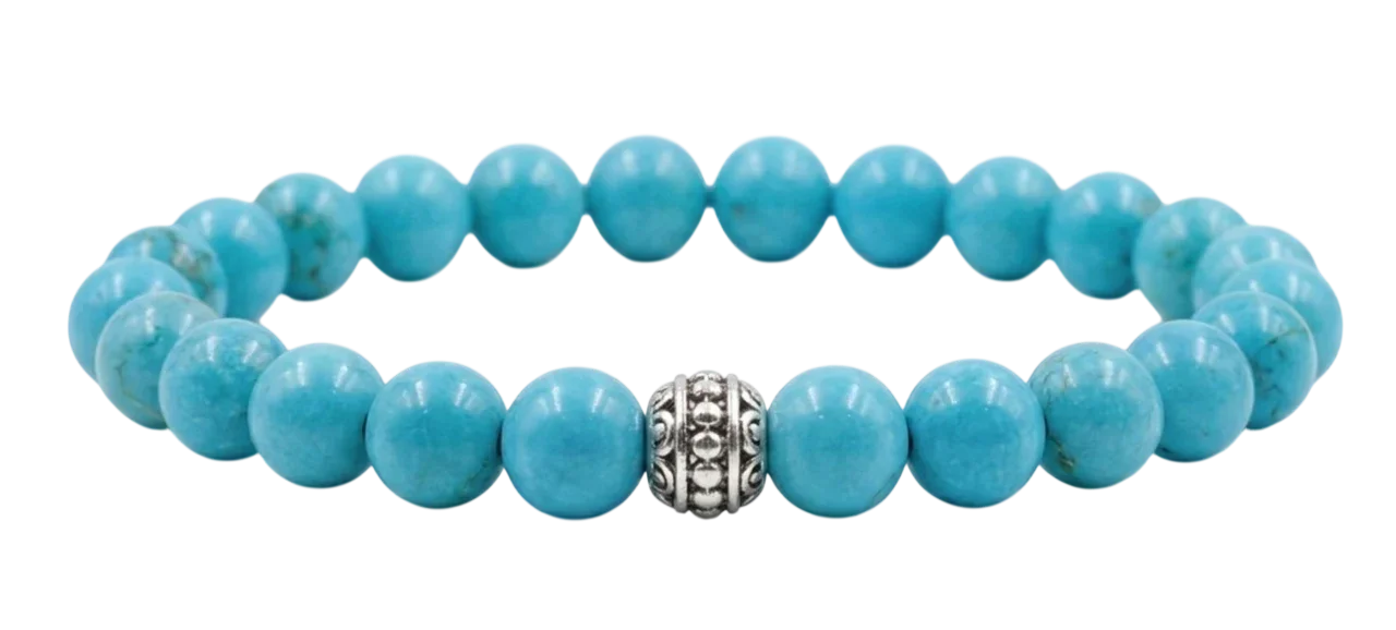 Turkuaz firuze doğal taş bileklik – mavi yeşil renkli el yapımı bileklik