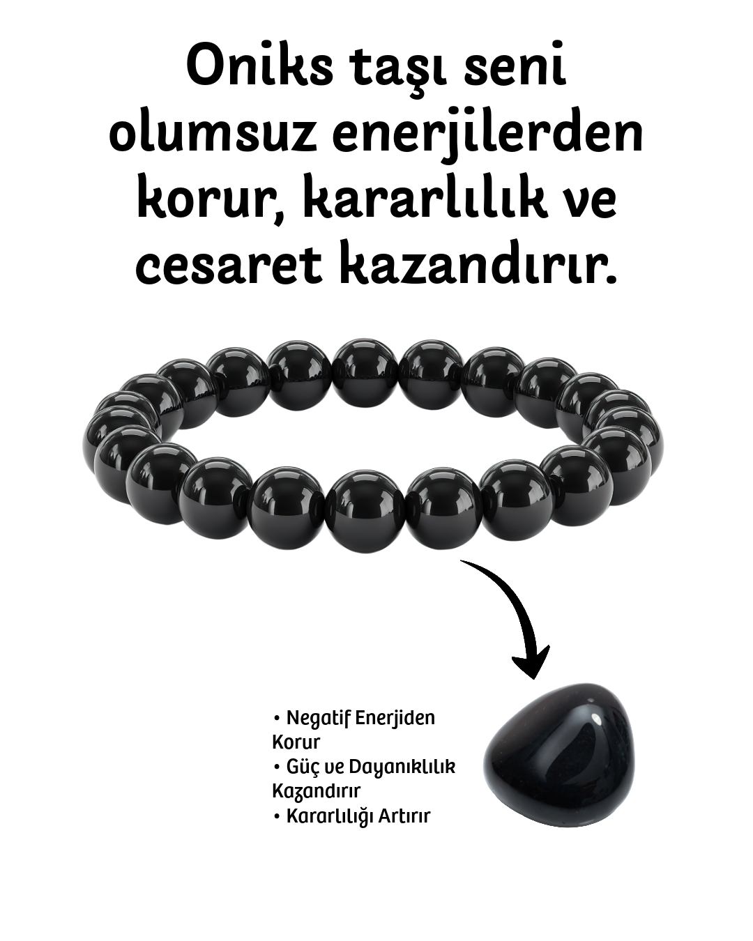 Oniks doğal taş bileklik – siyah taşlardan güç ve koruma enerjisi sunan bileklik