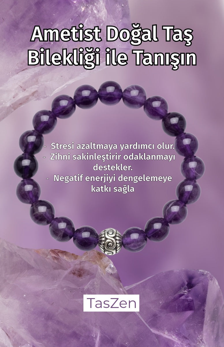 Ametist Doğal Taş Bileklik
