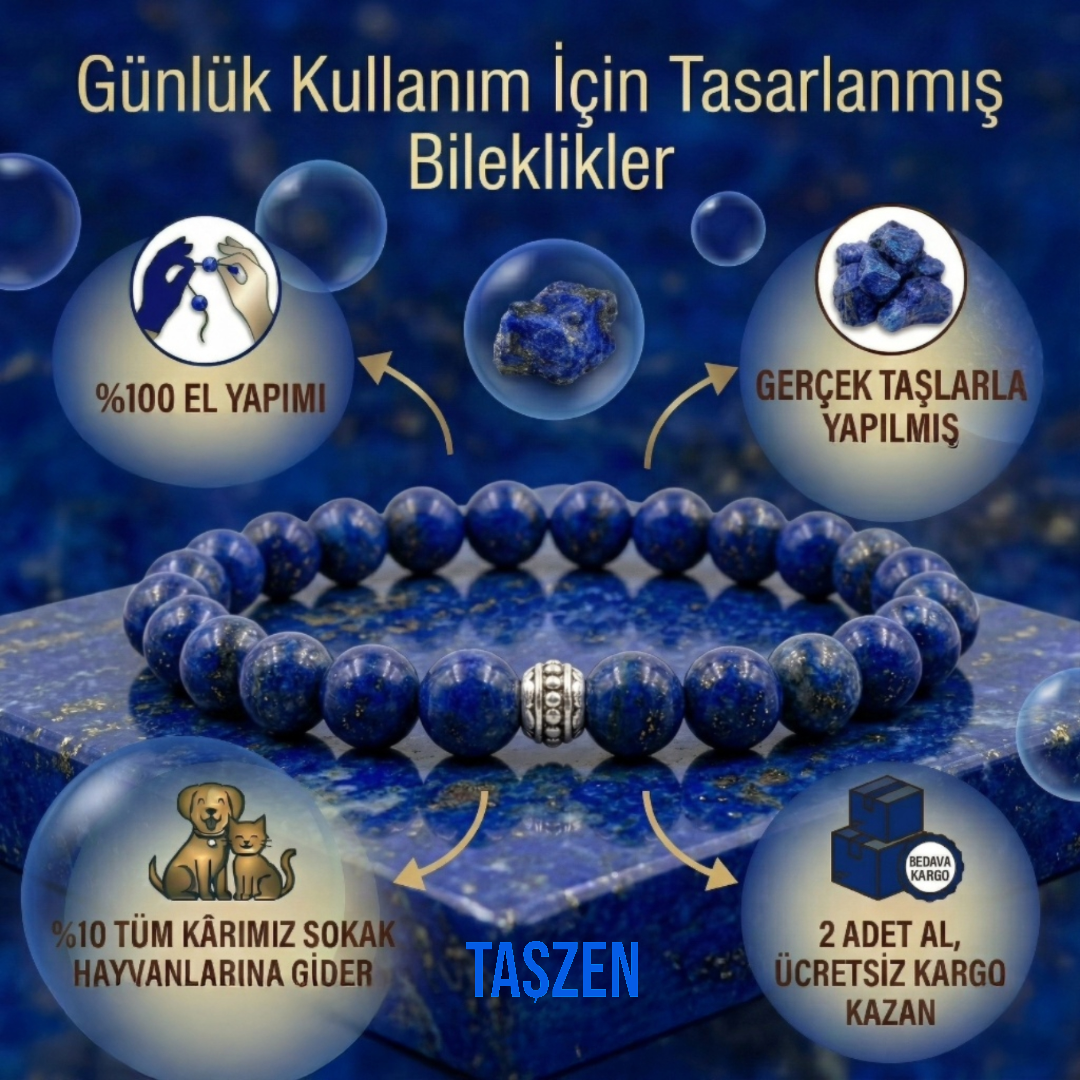 Hakiki Doğal Sodalit Taşı Bilekliği