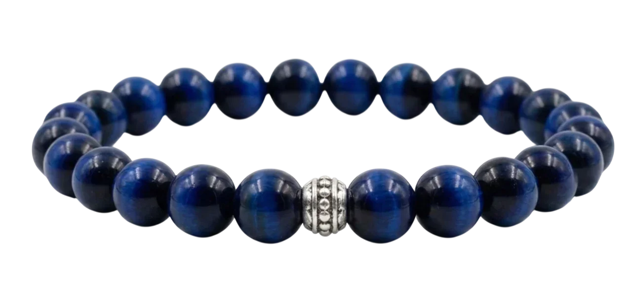 Mavi kaplan gözü doğal taş bileklik – el yapımı mavi tiger eye bileklik