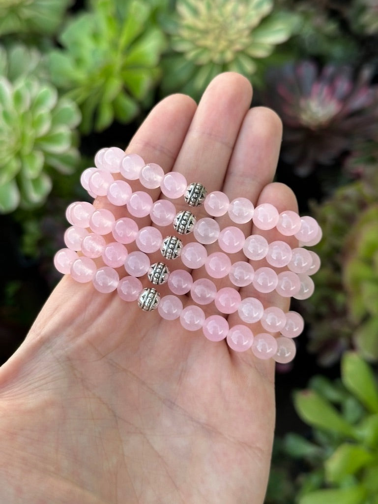 Pembe Kuvars Doğal Taş Bileklik