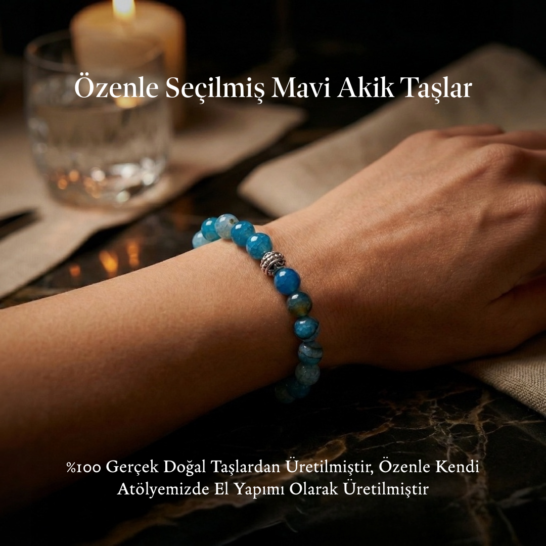 Mavi Akik Doğal Taş Bileklikleri