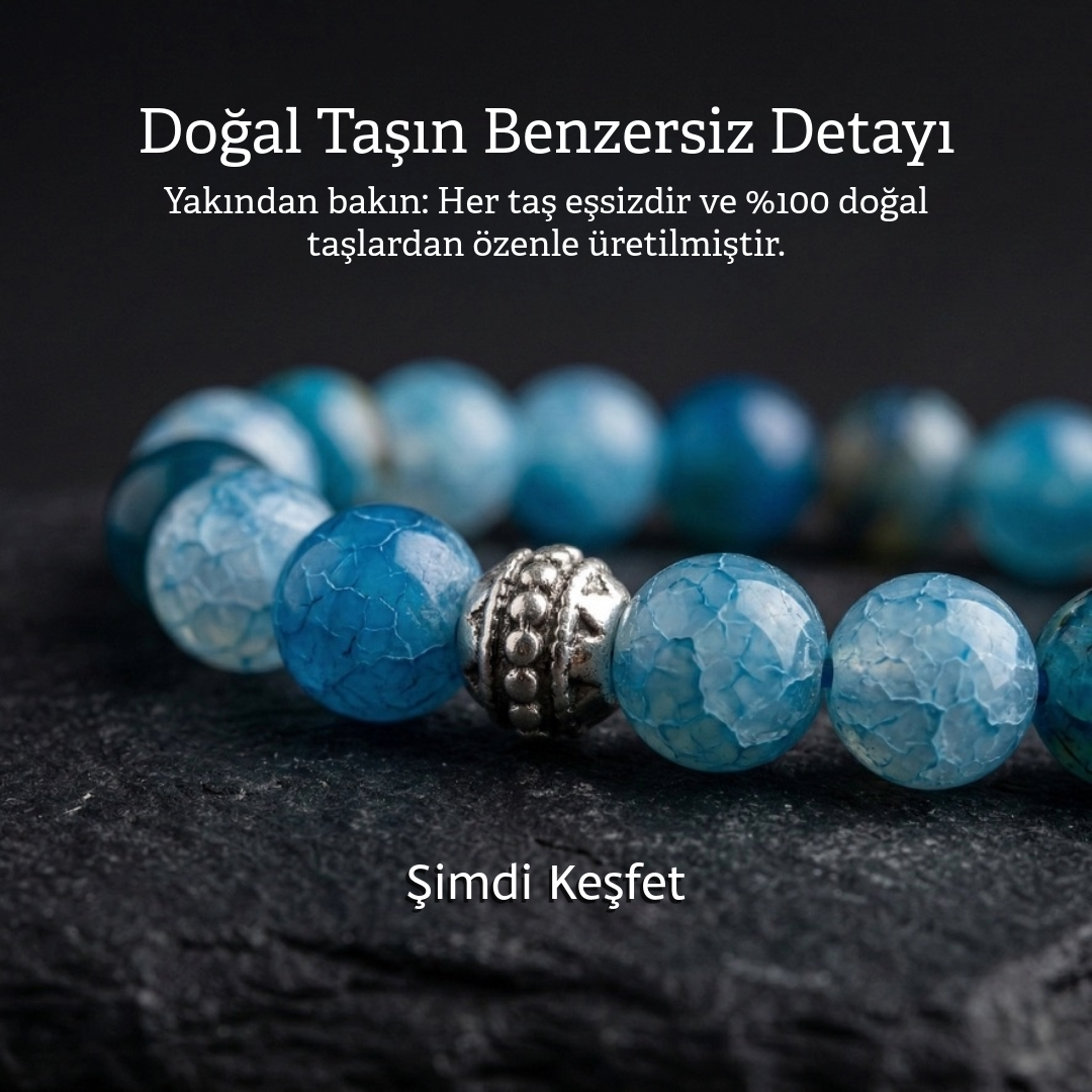 Mavi Akik Doğal Taş Bileklikleri
